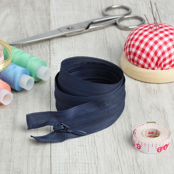 Молния "Спираль", №3, разъёмная, 2 бегунка, 70см, цвет тёмно-синий