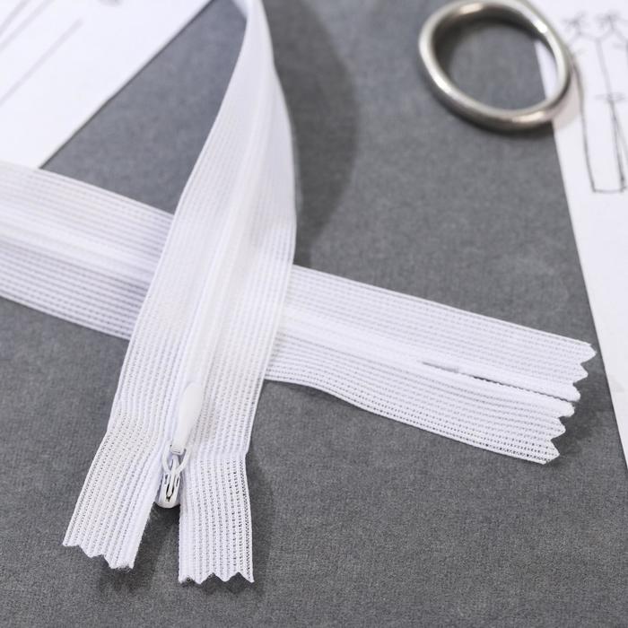 Молния "Спираль", №3, неразъёмная, потайная, 40см, цвет белый