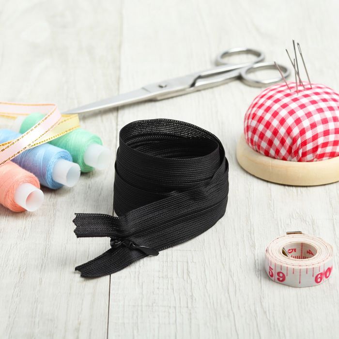 Молния "Спираль", №3, неразъёмная, потайная, 60см, цвет чёрный