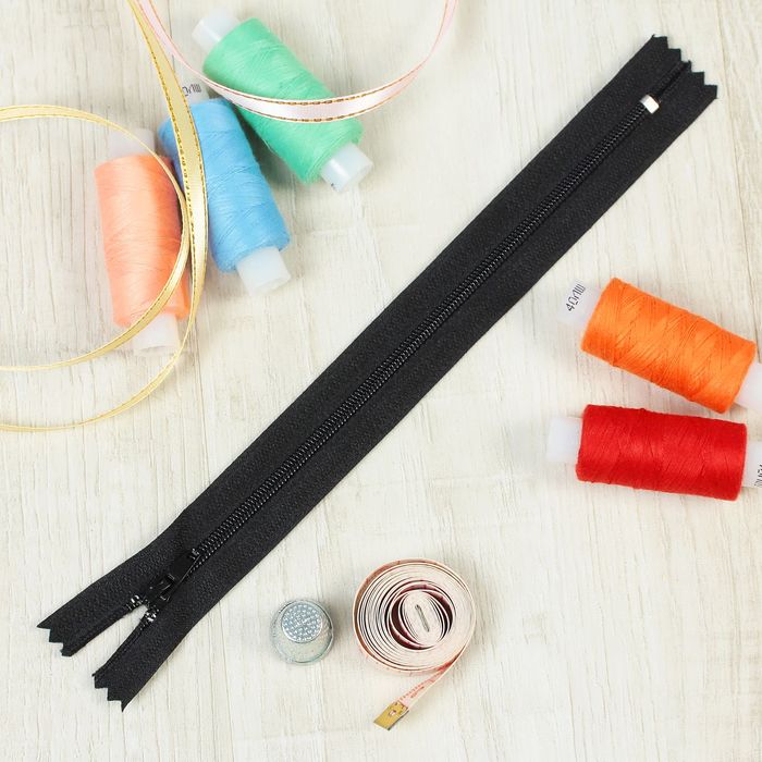 Молния "Спираль", №3, неразъёмная, 20см, цвет чёрный