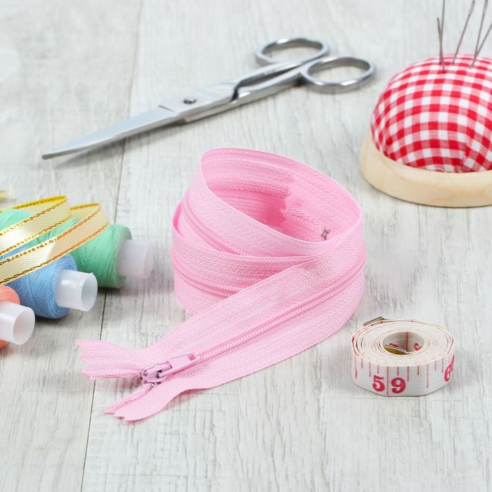 Молния "Спираль", №3, неразъёмная, 50см, цвет светло-розовый