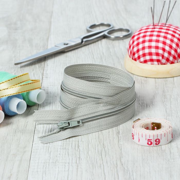 Молния "Спираль", №3, неразъёмная, 50см, цвет светло-серый