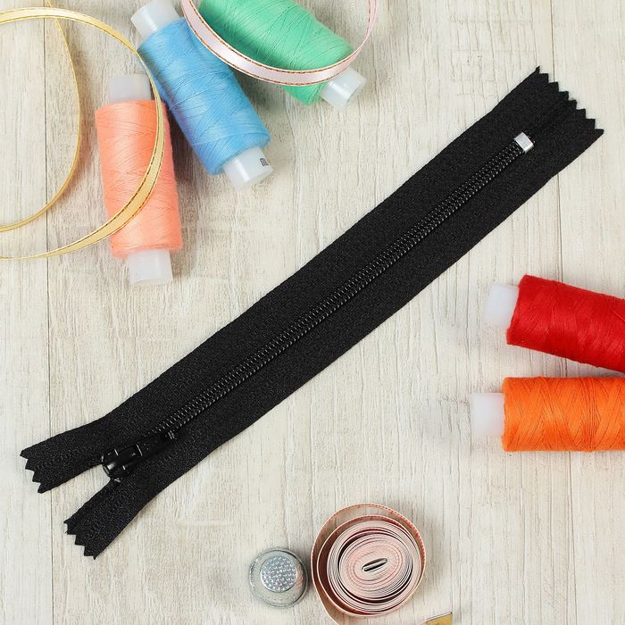 Молния "Спираль", №4, неразъёмная, брючная, 16см, цвет чёрный