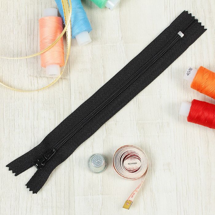 Молния "Спираль", №4, неразъёмная, брючная, 18см, цвет чёрный