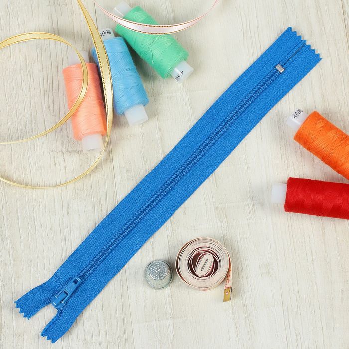 Молния "Спираль", №4, неразъёмная, брючная, 20см, цвет васильковый