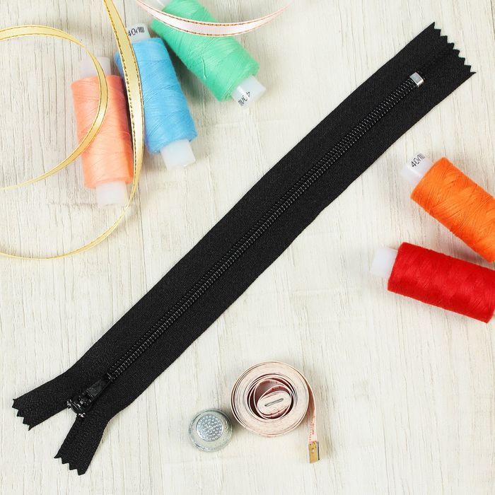 Молния "Спираль", №4, неразъёмная, брючная, 20см, цвет чёрный