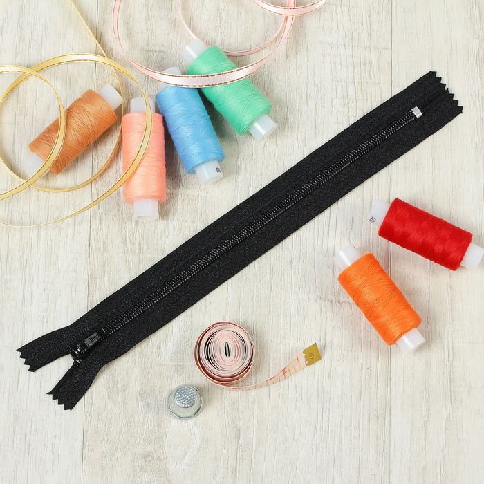 Молния "Спираль", №4, неразъёмная, брючная, 22см, цвет чёрный