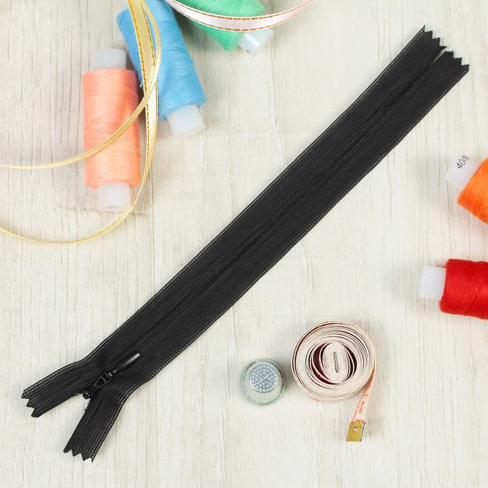 Молния "Спираль", №3, неразъёмная, потайная, 18см, цвет чёрный