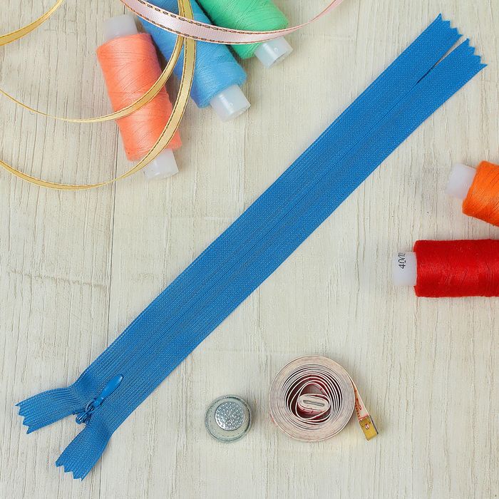 Молния "Спираль", №3, неразъёмная, потайная, 18см, цвет васильковый