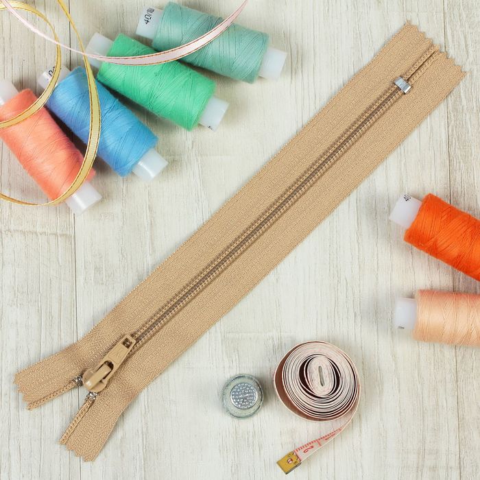 Молния "Спираль", №5, неразъёмная, обувная, 18см, цвет светло-бежевый