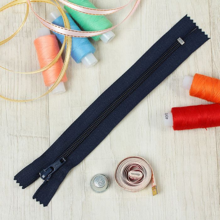 Молния "Спираль", №5, неразъёмная, обувная, 18см, цвет тёмно-синий