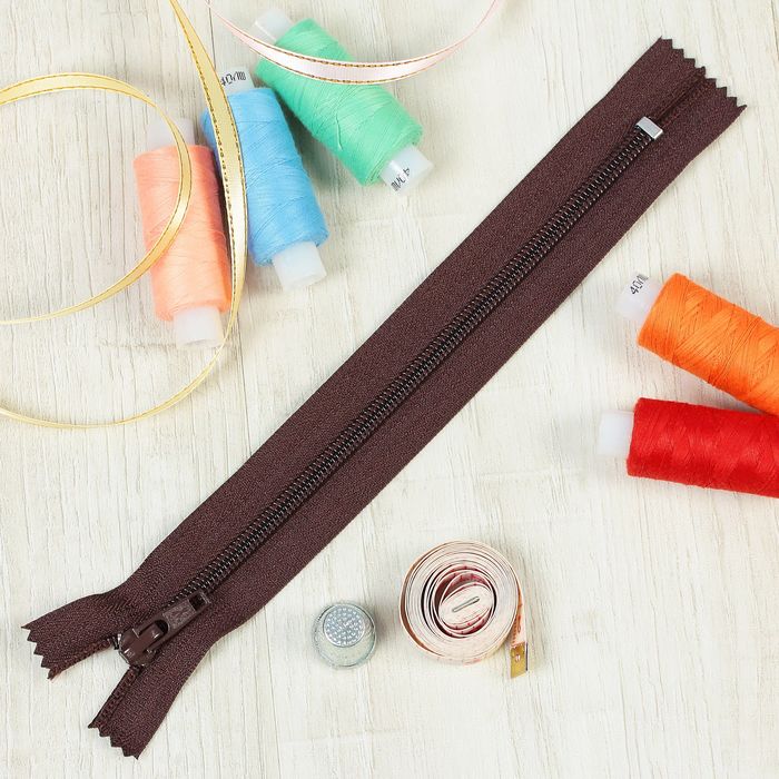 Молния "Спираль", №5, неразъёмная, обувная, 20см, цвет шоколадный