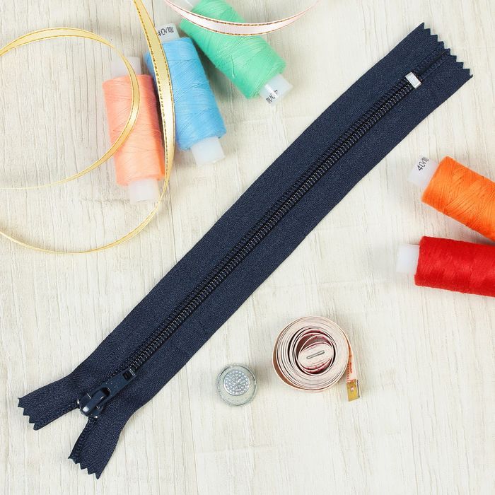 Молния "Спираль", №5, неразъёмная, обувная, 20см, цвет тёмно-синий