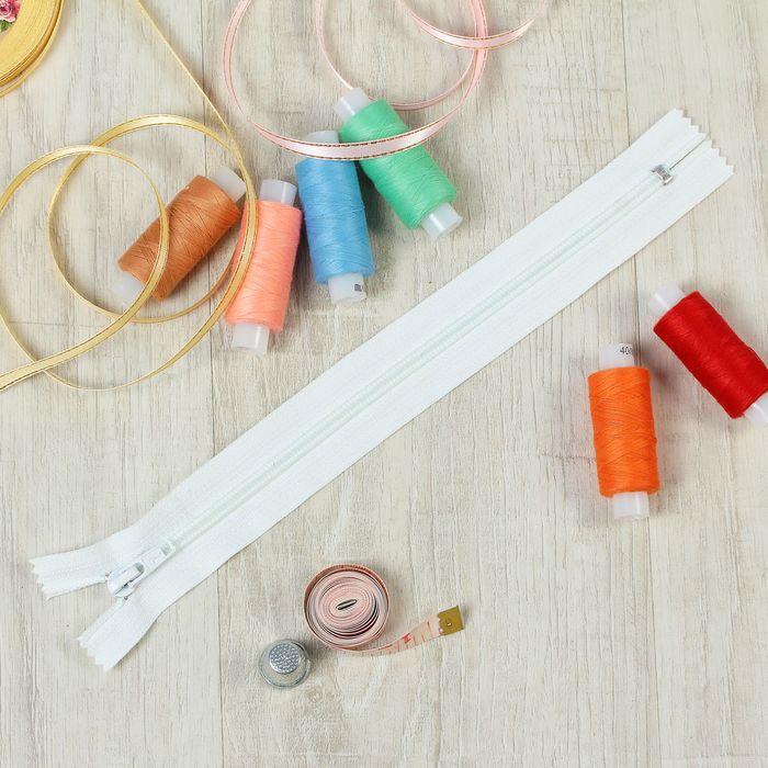 Молния "Спираль", №5, неразъёмная, обувная, 25см, цвет белый