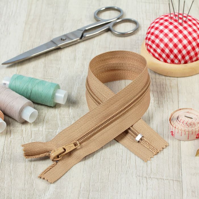 Молния "Спираль", №5, неразъёмная, обувная, 30см, цвет светло-бежевый