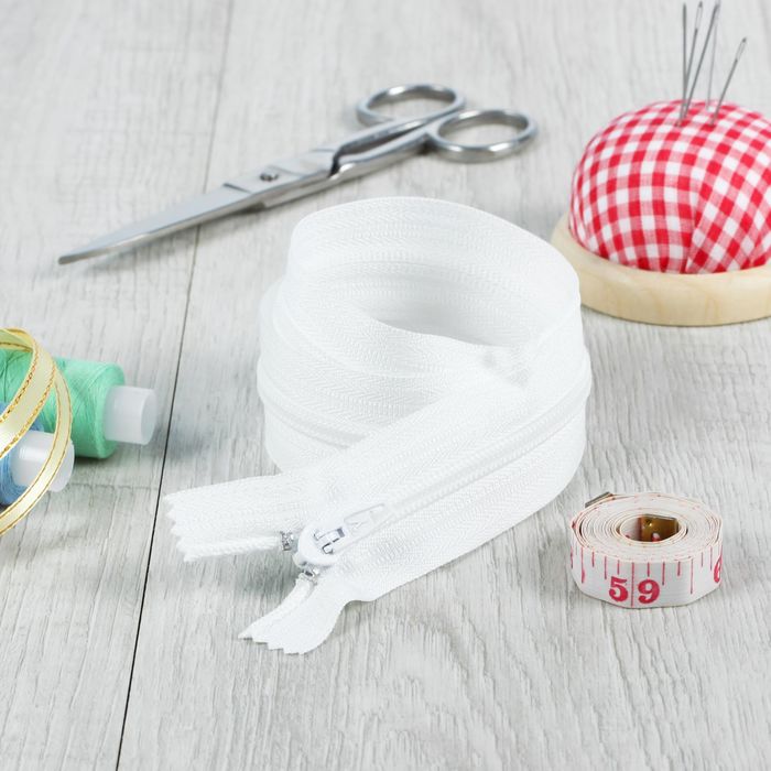 Молния "Спираль", №5, неразъёмная, галантерейная, 50см, цвет белый