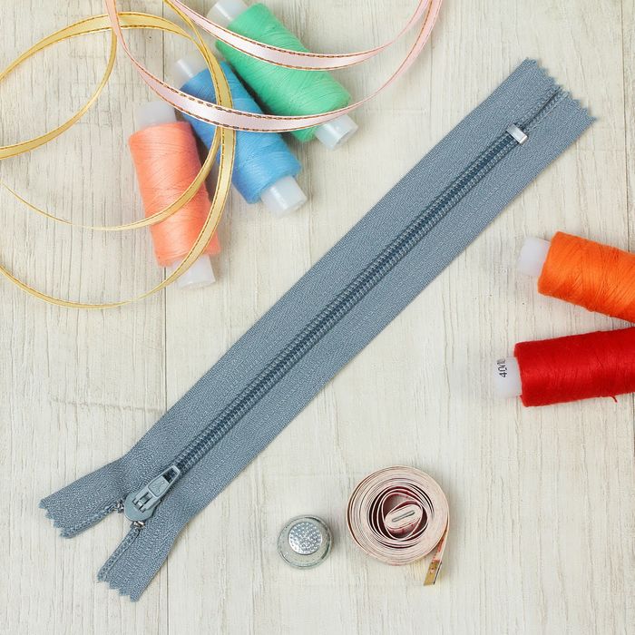 Молния "Спираль", №5, неразъёмная, карманная, 18см, цвет серый