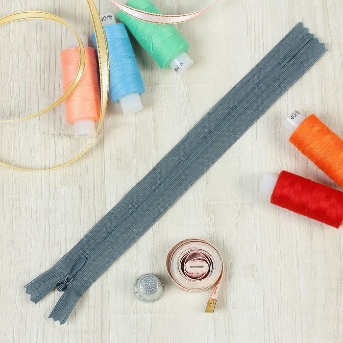 Молния "Спираль", №3, неразъёмная, потайная, 20см, цвет тёмно-серый