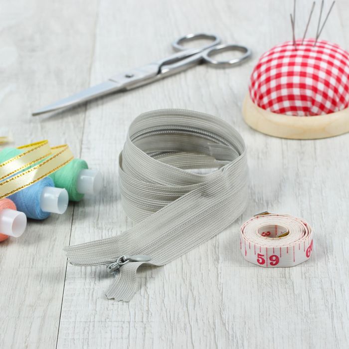 Молния "Спираль", №3, неразъёмная, потайная, 50см, цвет светло-серый