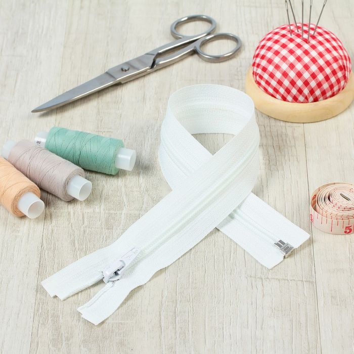 Молния "Спираль", №5, разъёмная, 35см, цвет белый