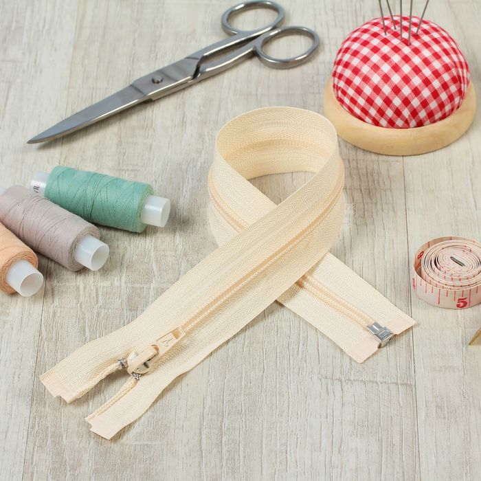 Молния "Спираль", №5, разъёмная, 35см, цвет кремовый