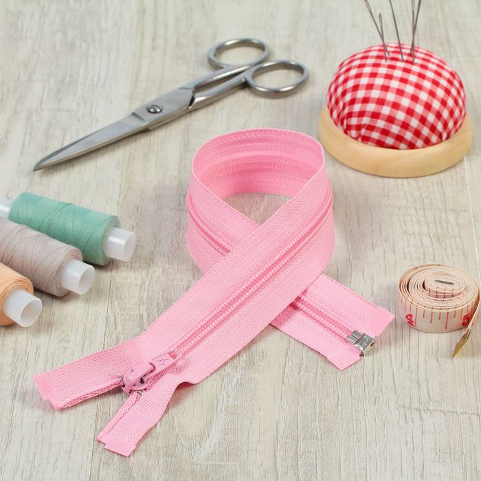 Молния "Спираль", №5, разъёмная, 35см, цвет светло-розовый