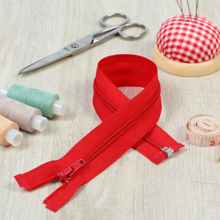 Молния "Спираль", №5, разъёмная, 35см, цвет тёмно-красный