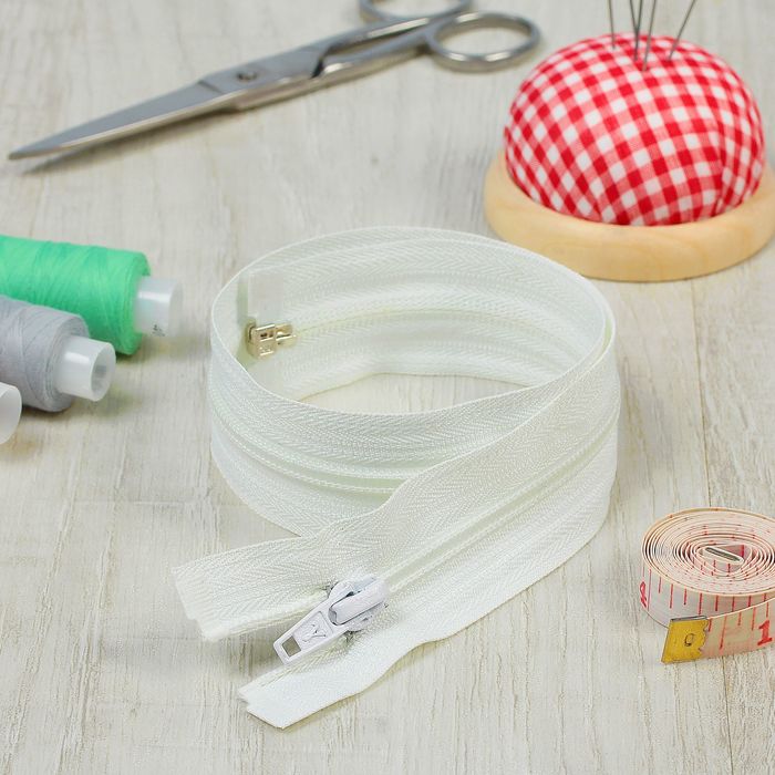 Молния "Спираль", №5, разъёмная, 45см, цвет белый