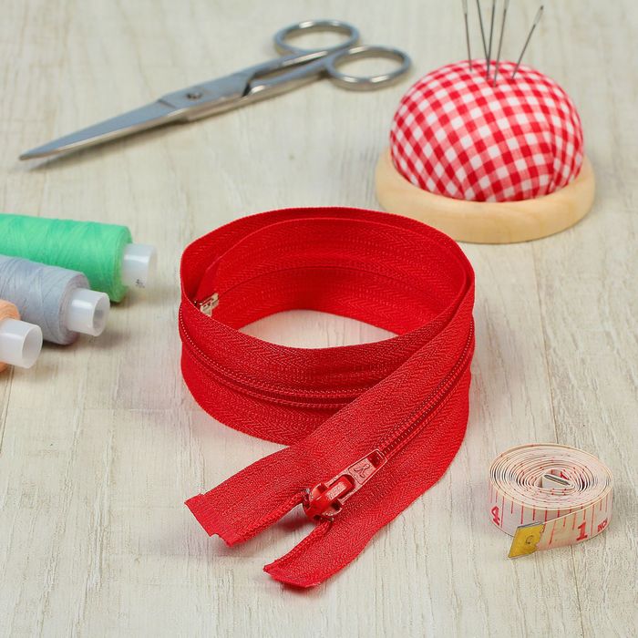 Молния "Спираль", №5, разъёмная, 45см, цвет тёмно-красный