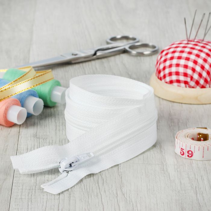 Молния "Спираль", №5, разъёмная, 55см, цвет белый