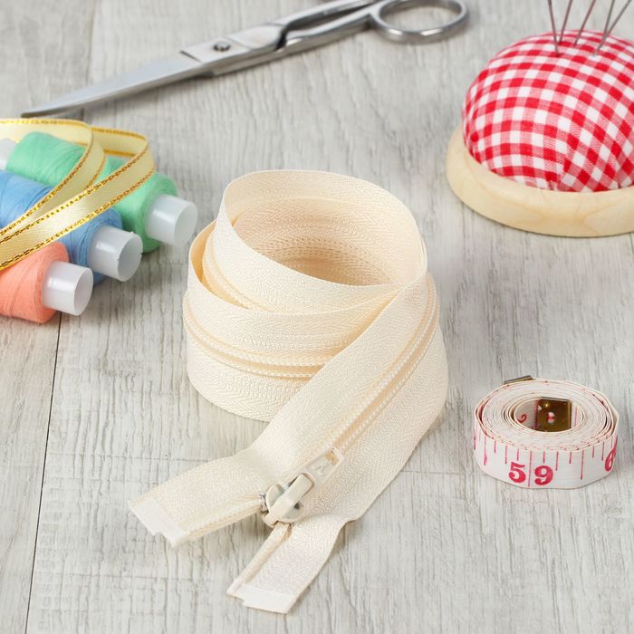 Молния "Спираль", №5, разъёмная, 55см, цвет кремовый