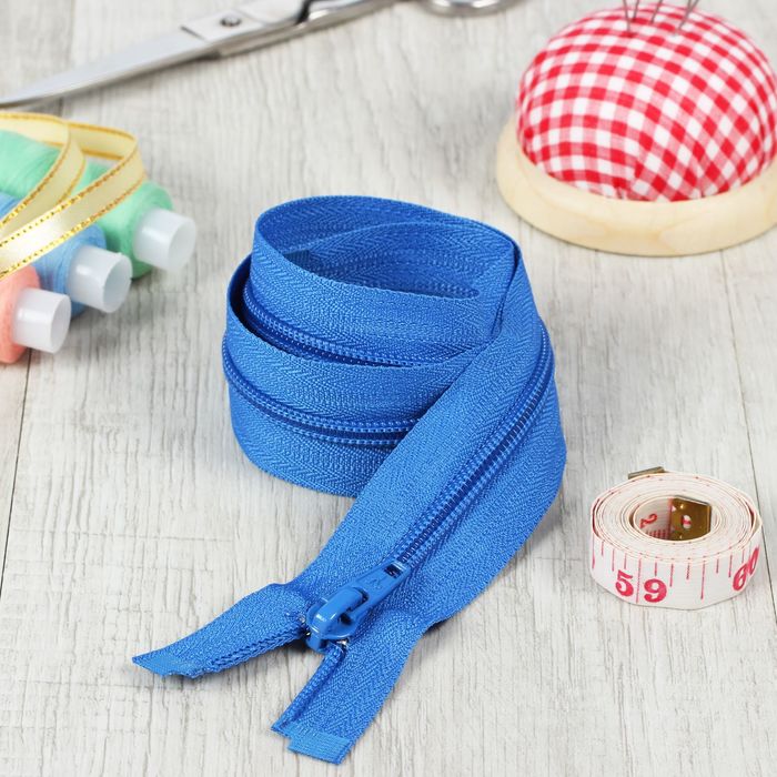 Молния "Спираль", №5, разъёмная, 55см, цвет васильковый