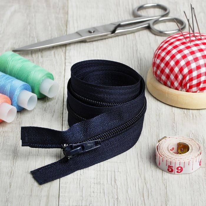 Молния "Спираль", №5, разъёмная, 65см, цвет тёмно-синий