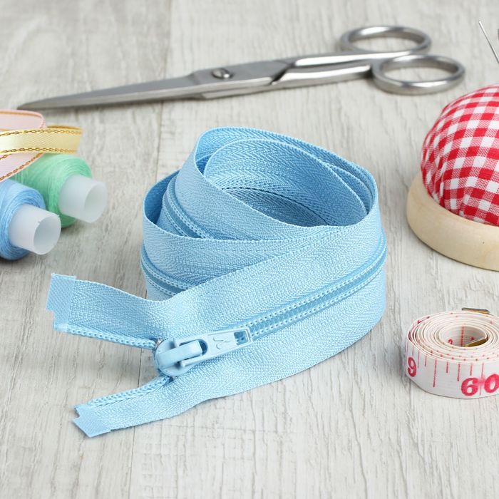 Молния "Спираль", №5, разъёмная, 75см, цвет голубой