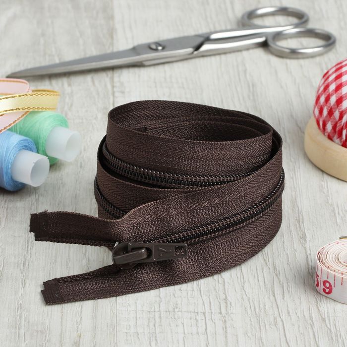 Молния "Спираль", №5, разъёмная, 75см, цвет тёмно-коричневый