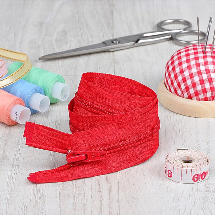 Молния "Спираль", №5, разъёмная, 90см, цвет тёмно-красный