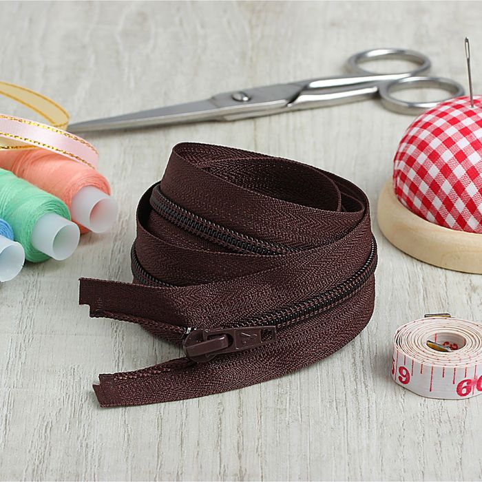 Молния "Спираль", №5, разъёмная, 90см, цвет шоколадный