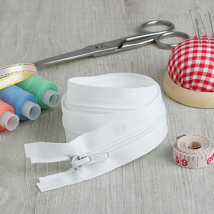 Молния "Спираль", №5, разъёмная, 120см, цвет белый