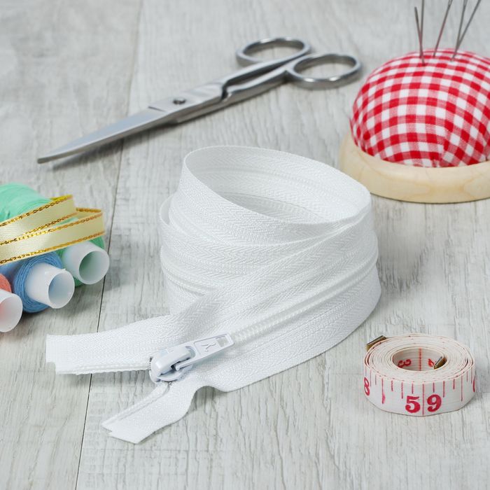 Молния "Спираль", №5, разъёмная, 50см, цвет белый