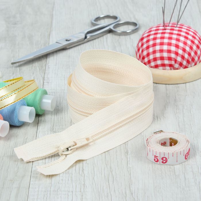 Молния "Спираль", №5, разъёмная, 50см, цвет кремовый