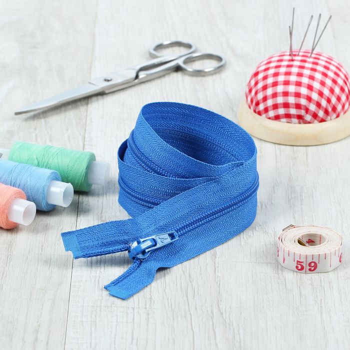 Молния "Спираль", №5, разъёмная, 50см, цвет васильковый