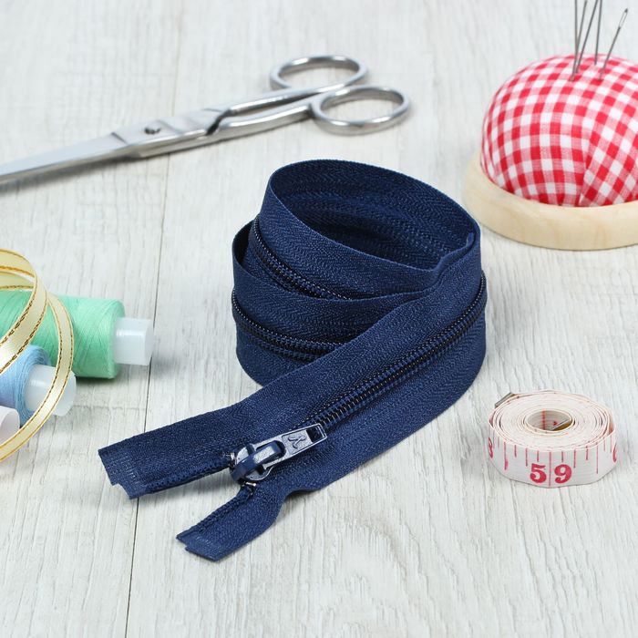 Молния "Спираль", №5, разъёмная, 50см, цвет синий