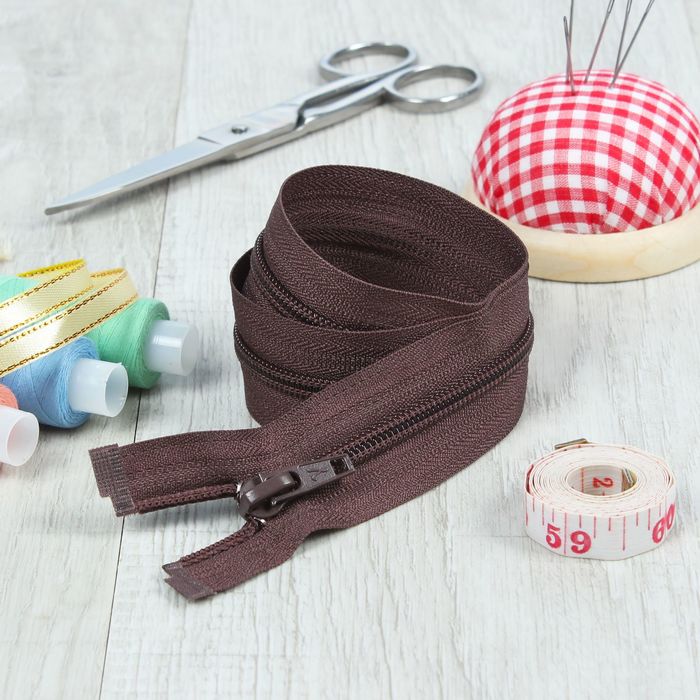 Молния "Спираль", №5, разъёмная, 50см, цвет коричневый