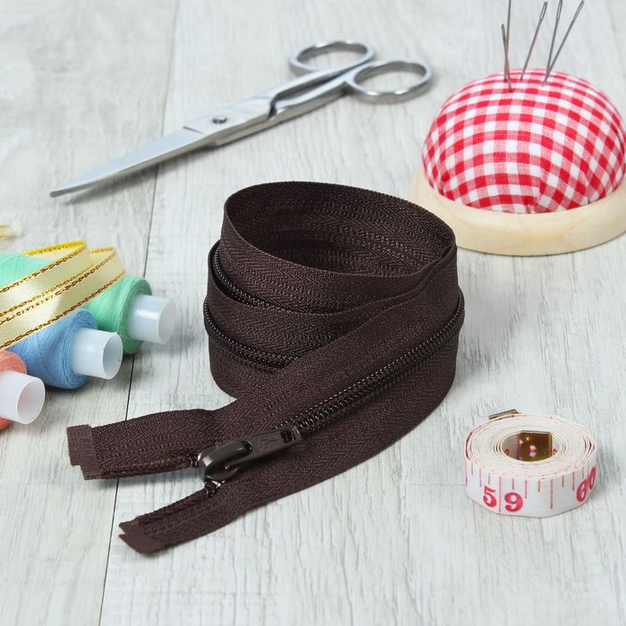 Молния "Спираль", №5, разъёмная, 50см, цвет шоколадный