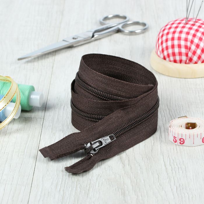 Молния "Спираль", №5, разъёмная, 50см, цвет тёмно-коричневый