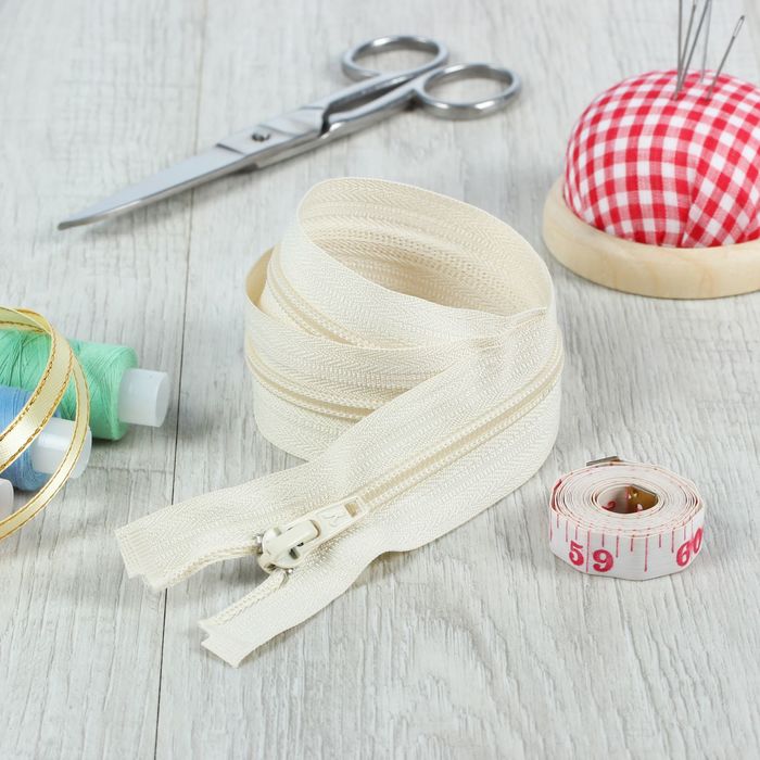 Молния "Спираль", №5, разъёмная, 50см, цвет слоновая кость