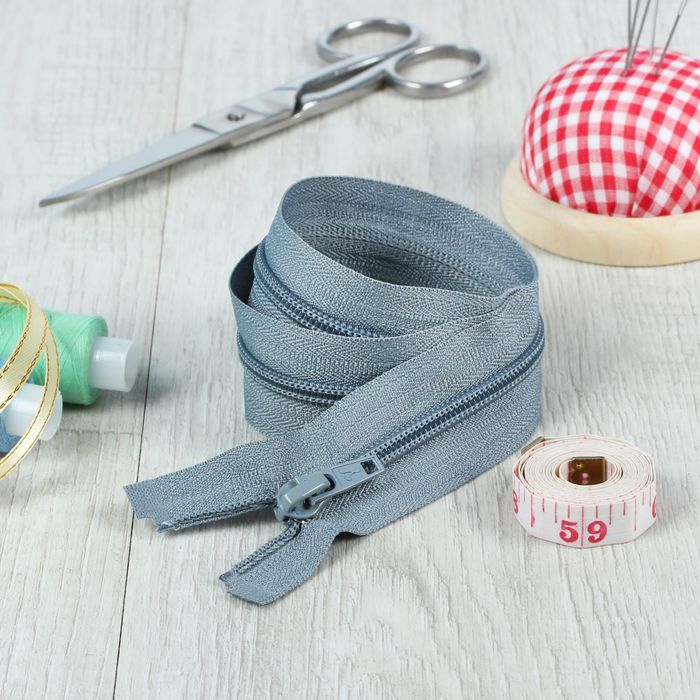 Молния "Спираль", №5, разъёмная, 50см, цвет серый