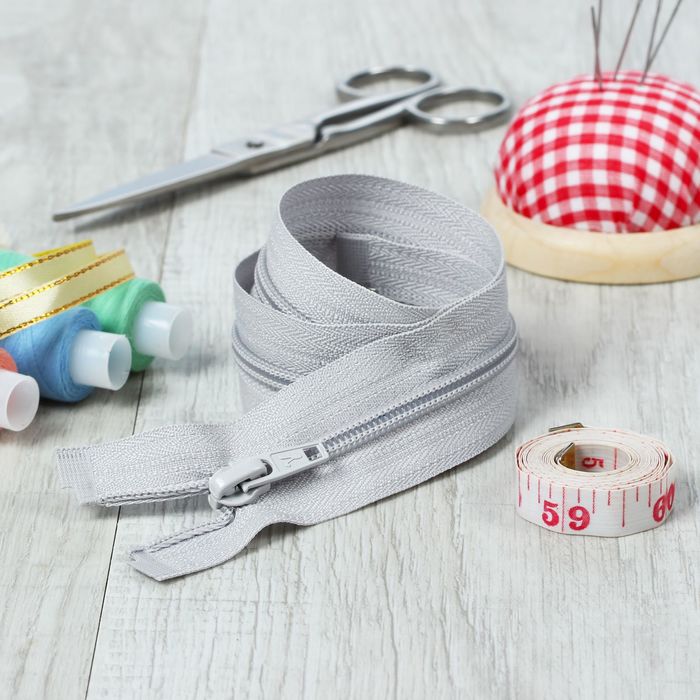 Молния "Спираль", №5, разъёмная, 50см, цвет серебристо-серый