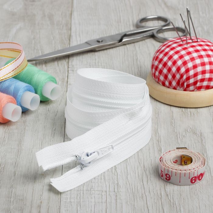 Молния "Спираль", №5, разъёмная, 60см, цвет белый