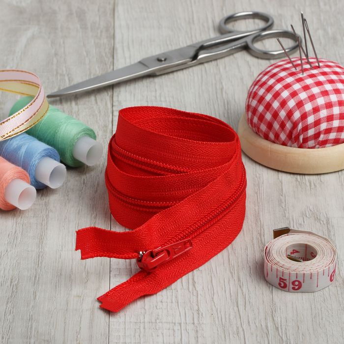 Молния "Спираль", №5, разъёмная, 60см, цвет красный